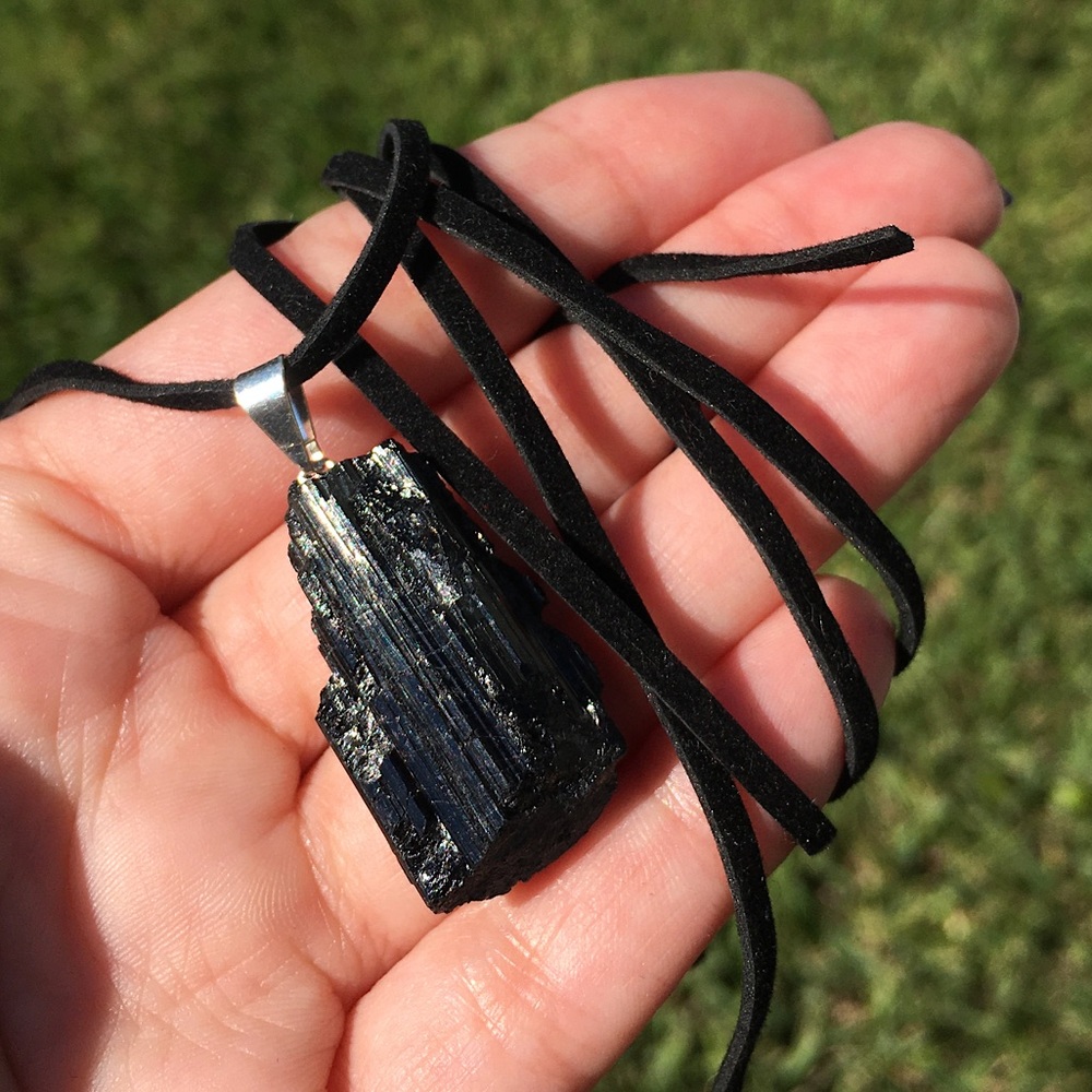 Black Tourmaline Crystal Necklace